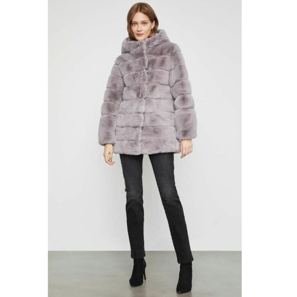 BCBG Felicia Faux Fur Hooded Coat SUPER SOFT Shiny - Picture 2 of 7